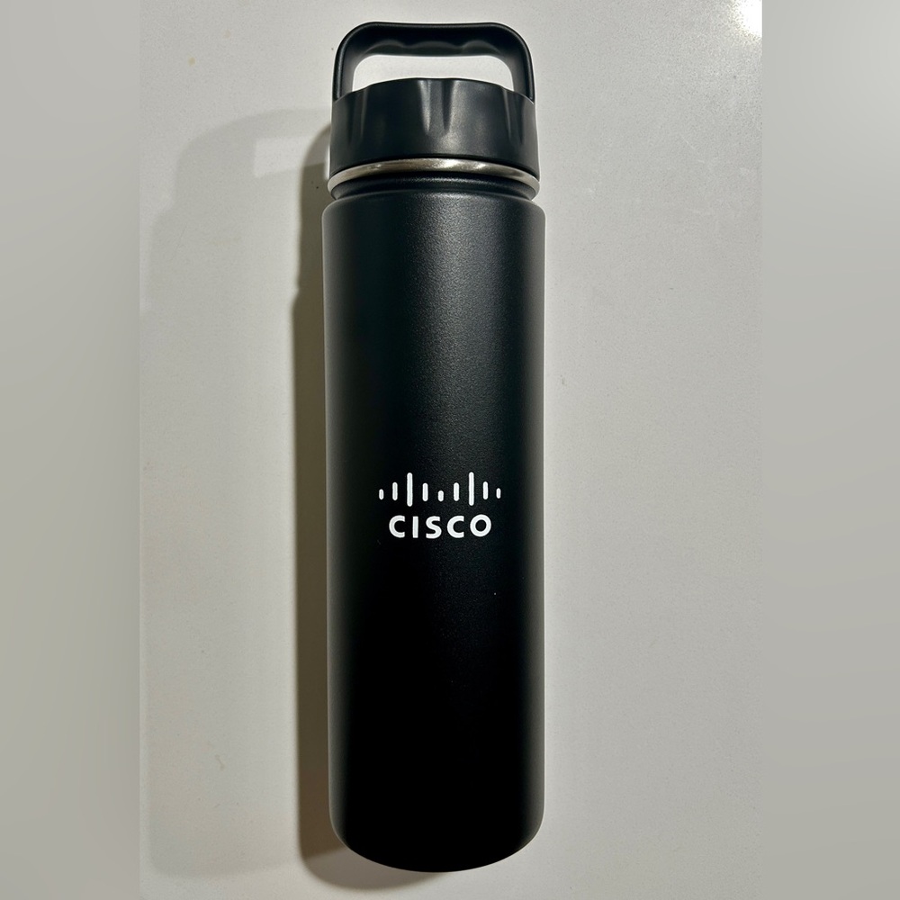 Cisco black stainless steel water bottle h2go 30oz